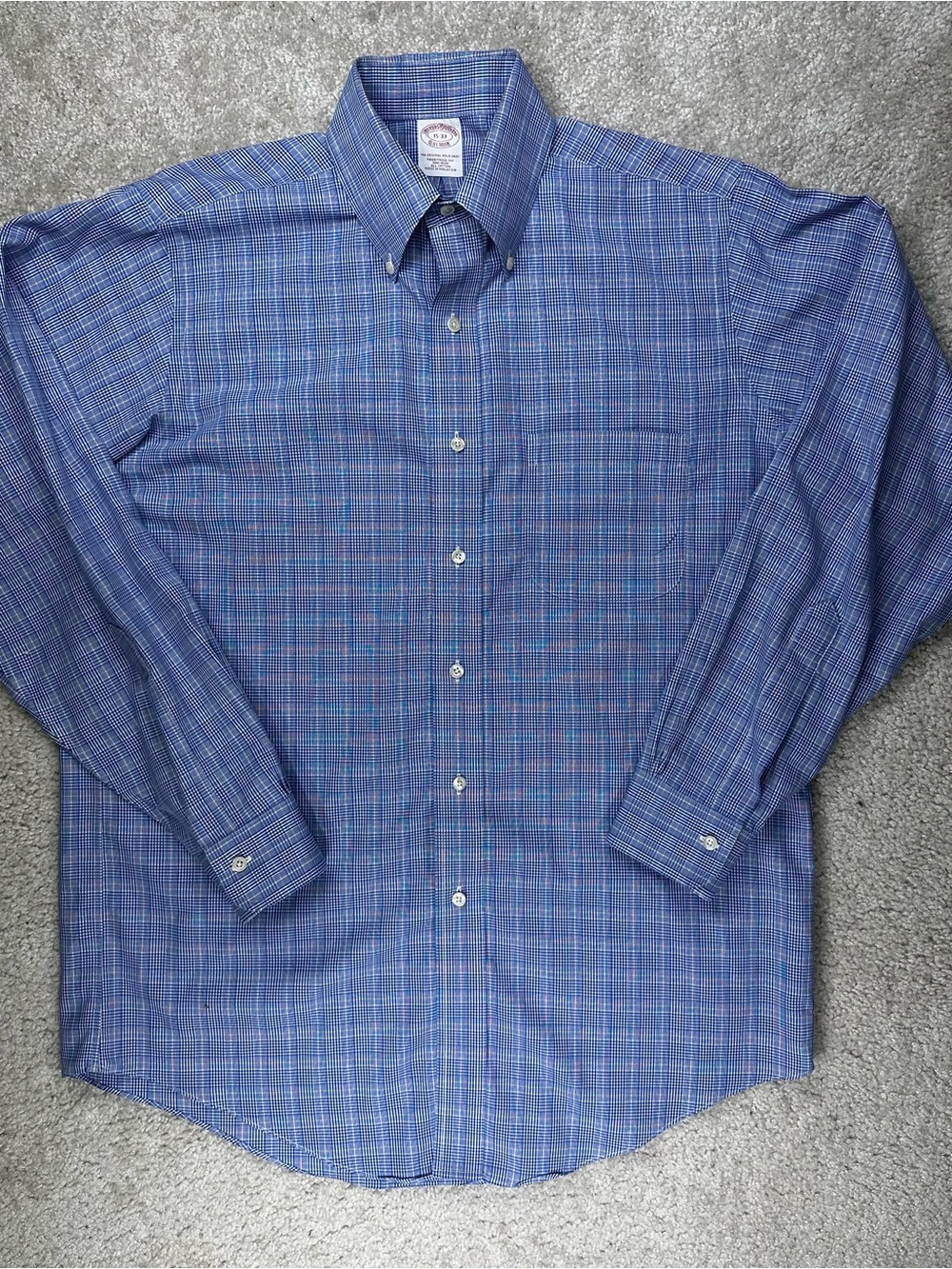 Brooks Brothers Blue Plaid Button-Front Dress Shirt